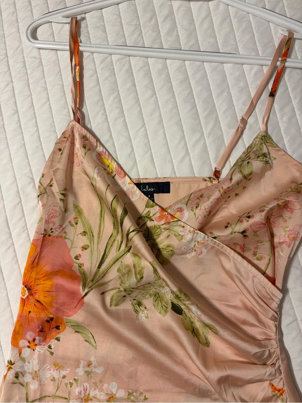 Lulu's Remarkable Entrance Pink Floral Print Satin Midi Dress - Picture 5 of 6